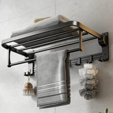 VOLPONE 24-inch towel rack with foldable shelf for space-saving bathrooms.