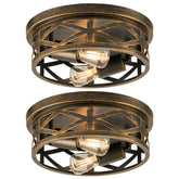 VONLUCE 2-light flush mount with cage in oil-rubbed bronze adds entryway warmth.