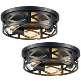VONLUCE flush mount 3-light cage in matte black adds warmth to entryways