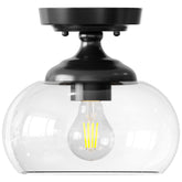 Vonluce industrial semi-flush matte black canopy enhances entryways with durable, stylish lighting.