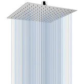 Voolan rain shower head wide view shows broad chrome coverage for a spa-like shower