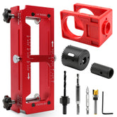 Vorhixa hinge jig overview showing precise alignment for mortising.