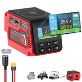 Vortlink 300W regulator connected to Milwaukee 18V battery for portable power on the go