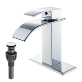 VOTON chrome waterfall faucet with splash-free flow for bathrooms