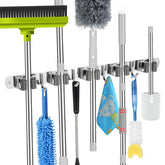 voze 5-slot broom and mop holder mounted on wall saves space and keeps tools accessible