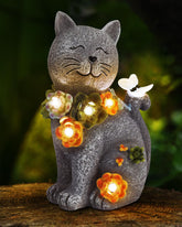 Vuees solar cat statue lights up your garden at night with energy-saving glow.