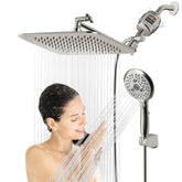 VXV 10-inch dual shower head in brushed nickel for spa-like rainfall