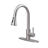 VXV kitchen faucet with brushed nickel pull-down sprayer for flexible cleaning tasks.