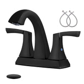 VXV matte black bathroom faucet front view with square-edge design