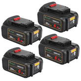 Waitley 4-pack 20V 6Ah battery with LED indicators for real-time power status