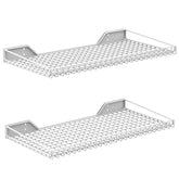 Waldmann garage wall shelf white front view highlighting space-saving design.