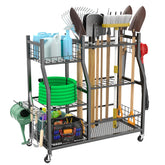 Waldmann garden tool organizer with wheels showing organized space and easy reach