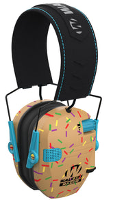 Walker's Razor Earmuffs front view with golden-brown sprinkles, slim cups, and secure fit.