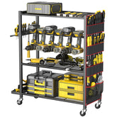 WALMANN 4-tier rolling tool cart for organized drill storage and mobility.