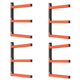 WALMANN lumber storage wall rack mounted on studs for organized garage space.