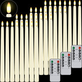 Warmhere 32pc flameless taper candles illuminate weddings with safe, ember-free ambiance.