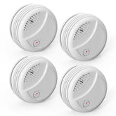 WARROXIDE 4-Pack wireless smoke detectors, front view, enhances home safety with quick alerting.