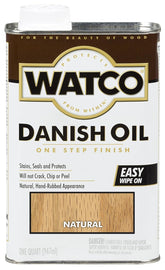 Watco Danish Oil Wood Finish bottle ready for easy indoor wood protection