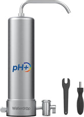Waterdrop WD-CTF-03 alkaline filter attached to a standard faucet for cleaner water