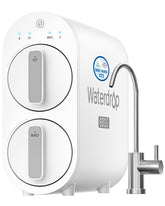 Waterdrop G2P600 under-sink installation showing compact tankless RO design for space saving