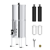 Waterdrop gravity-fed filter system assembly for indoor or outdoor use