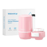 Waterdrop sink filter pink front view for clean water supporting skin care