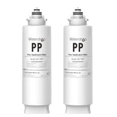 Waterdrop TSPP under-sink sediment filter close-up showing compact tool-free replacement.