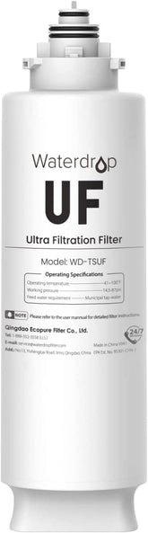 Waterdrop TSUF under-sink filter with quick tool-free installation.