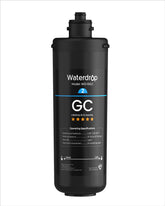 Waterdrop WD-10GC under-sink filter packaging shows compact design for tight spaces.