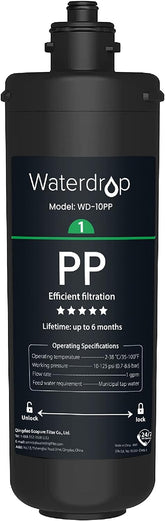 Waterdrop WD-10PP compatibility with WD-TSA/WD-TSB under-sink systems for easy replacement.