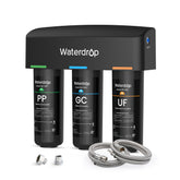 Waterdrop WD-TSA-UF under-sink system ready for installation with clean cold water.