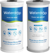 Waterdrop whole-house filter front view showcasing compact system for clean tap water.