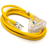 Watts Wire outdoor 10ft waterproof extension cord with three outlets for outdoor tools.