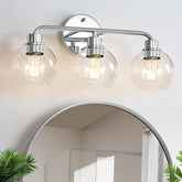 Watyo chrome vanity light with three lights over mirror for clear task lighting