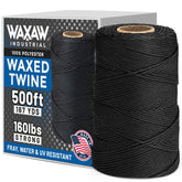 Waxaw 9-ply waxed lacing cord in black, ideal for secure knots and outdoor tasks.
