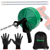 Wayona Drain Snake 50 ft with drill attachment clearing a kitchen sink drain