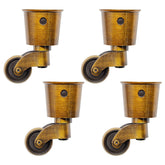 Waziaqoc antique brass caster cups, outside view for vintage furniture styling and floor protection.