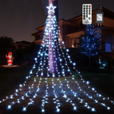 WBao 12-inch star topper with waterfall lights creates festive outdoor glow for trees