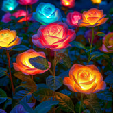 WdtPro solar rose lights outdoor 4-pack brightens walkways with color-changing blooms