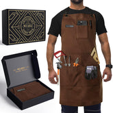 WEARXI men's canvas work apron with six pockets for quick tool access.