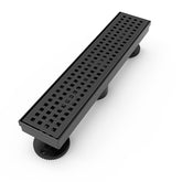 WEBANG 12-inch shower drain with matte black finish for modern baths.