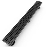 WEBANG 24-inch matte black shower drain with square-hole grate for efficient water flow