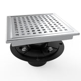 Webang 6-inch square drain with brushed finish for quick water removal.