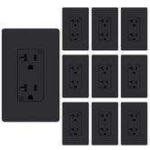 WEBANG decorator wall outlet 20A with sleek matte black finish.