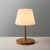 WEILAILUX outdoor table lamp wood grain closeup enhances ambient patio lighting.