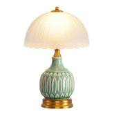 WELAISA table lamp with green glass for a calming bedroom glow.