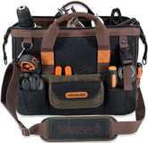 WELKINLAND 32 pockets waxed canvas tool bag with open mouth for quick access.