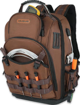 Welkinland 70-Pockets HVAC Backpack main compartment open for quick tool access.