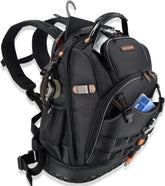 WELKINLAND 77-Pockets backpack front view highlights organized pockets for quick access to essential tools.