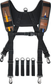 Welkinland ergonomic X-shape suspender provides balanced support for heavy tool belts